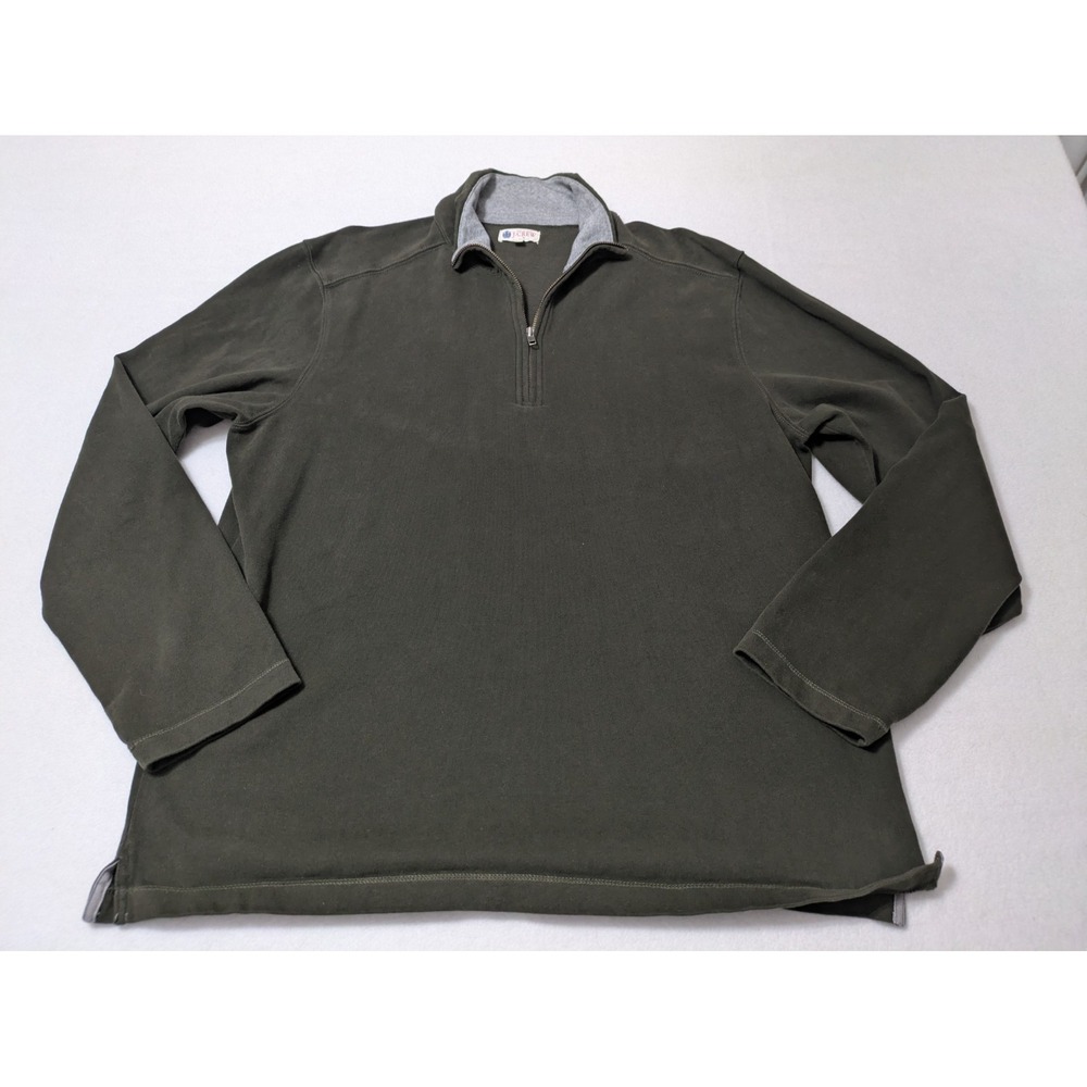 J Crew Sweater Men XL Olive Green Solid Quarter Zip Pullover‎ Preppy Casual